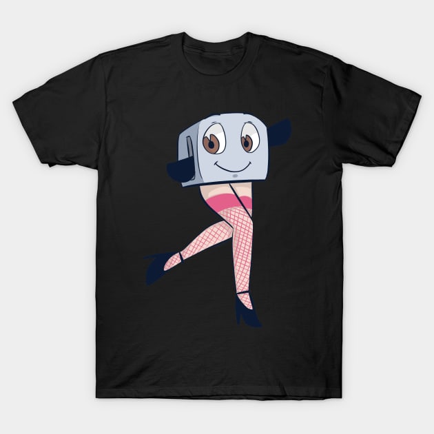 Toaster Pin-Up Sticker T-Shirt by ChandlerDoodles